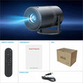 Salange P300 portable 4K projector with remote control, user manual, power cord, and box, showcasing home theater essentials.